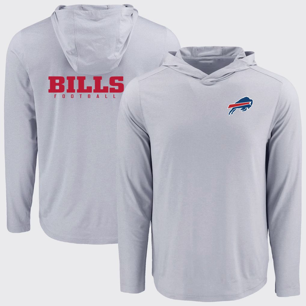 Men 2026 NFL Buffalo Bills Hooded long sleeved T-shirt grey 05->nfl t-shirts->Sports Accessory